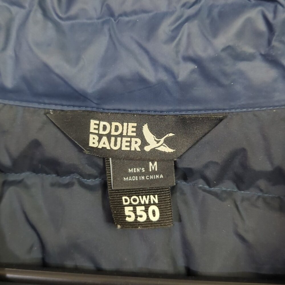 Eddie Bauer Vest Men's M Blue Down 550 Puffer Full Zip Outdoor Hiking Camp - Picture 4 of 12